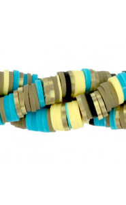 Katsuki beads 4mm Greige-blue-yellow mix